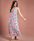 Sleevless Pleated Printed Dress